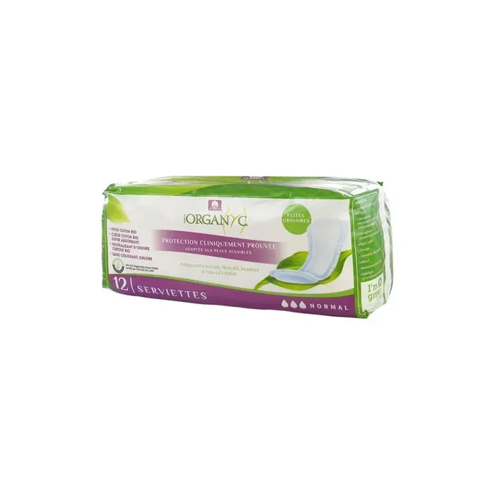 ORGANYC COTON BIO SERVIETTES NORMAL FUITES URINAIRES X 12
