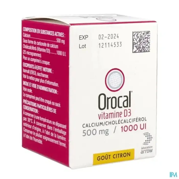 Orocal vitamine d3 500mg/1000ui comprimé à sucer 30