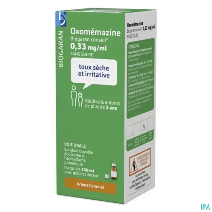 Oxomemazine biogaran conseil 0mg33/ml sans sucre solution buvable 150ml