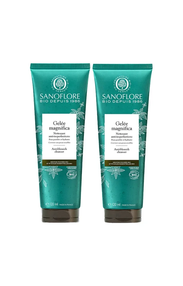 Pack gelée nettoyante bio – Magnifica – Acide salicylique – Peaux mixtes à grasses – 2 x 120 ml