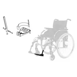 Palette et tige repose pied Gauche Fauteuil roulant Action 2NG