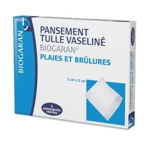 Pansement tulle vaseliné – Stérile – 5 x 5 cm – Par 5
