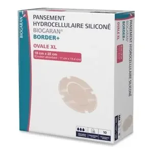 Pansements Hydrocellulaires siliconés – Border+ – Ovale M – 11,5x14CM – Boîte de 16