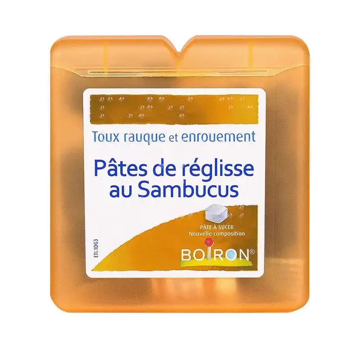 Pâtes de réglisse au Sambucus – Toux rauque Enrouement – Pâte à sucer 70g