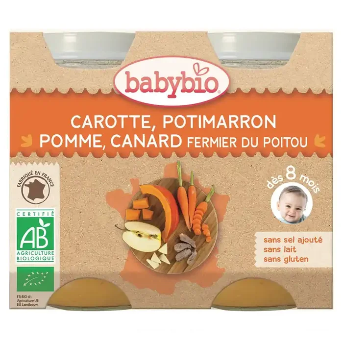 Petit pot menu carotte potimarron pomme & canard 2x200g