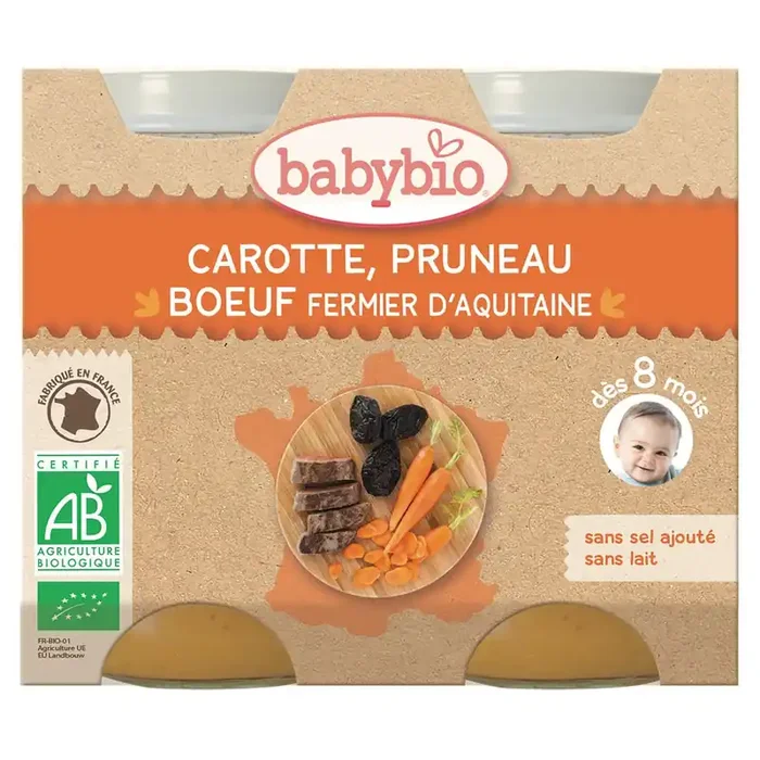 Petit pot menu carotte pruneau & bœuf 2x200g