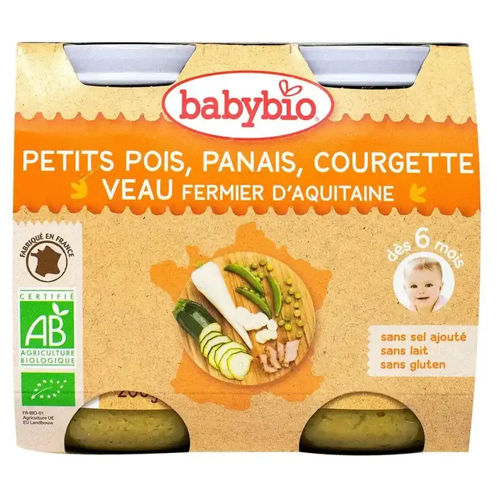 Petit pot menu petits pois panais courgette & veau 2x200g