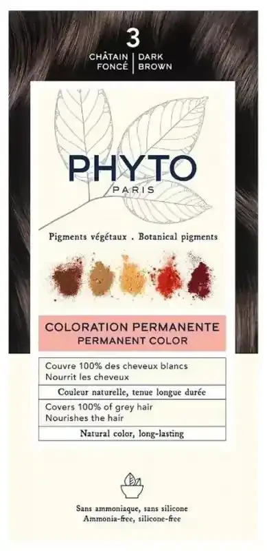 Phyto Couleur Coloration Permanente – Pigments Végétaux – Coloration 3 Châtain Foncé
