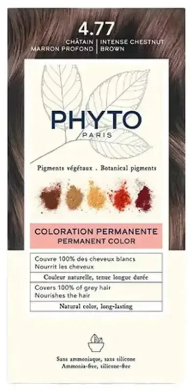 Phyto Couleur Coloration Permanente – Pigments Végétaux – Coloration 4.77 Châtain Marron Profond