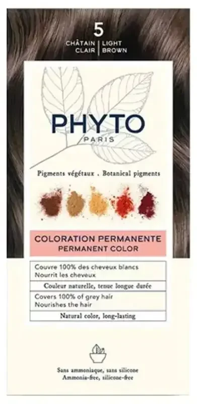 Phyto Couleur Coloration Permanente – Pigments Végétaux – Coloration 5 Châtain Clair