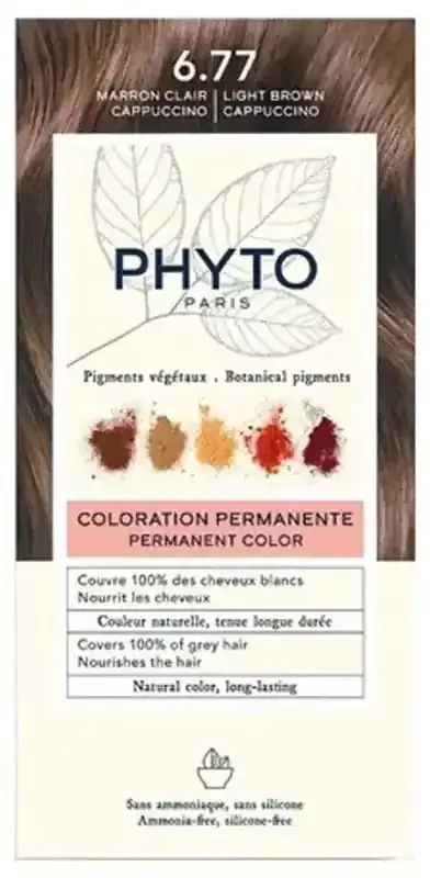 Phyto Couleur Coloration Permanente – Pigments Végétaux – Coloration 6.77 Marron Clair Cappuccino