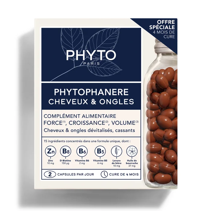 Phytophanere – Complément Alimentaire Cheveux & Ongles – Force – Croissance – Volume – Duo 2×120 Capsules