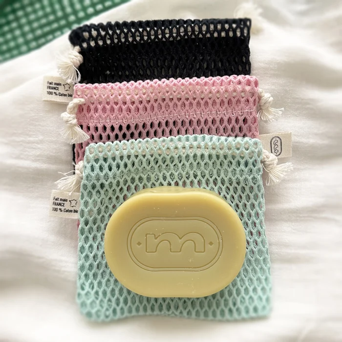 Pochette à savon XL en filet | Coton bio