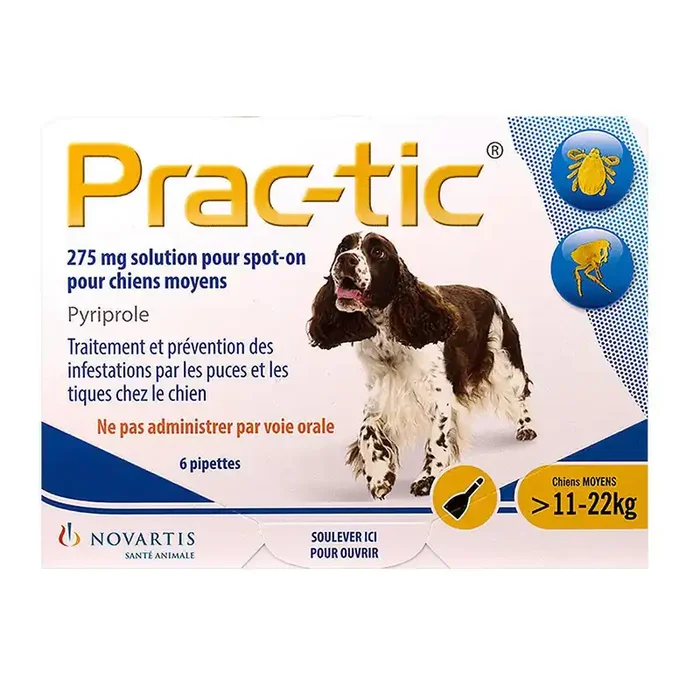 Prac-tic chiens moyens 11 à 22 kg 6 pipettes