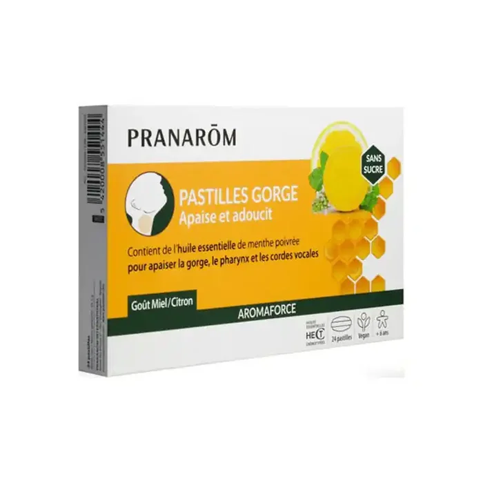 Pranarom Aromaforce pastilles gorge au miel et citron