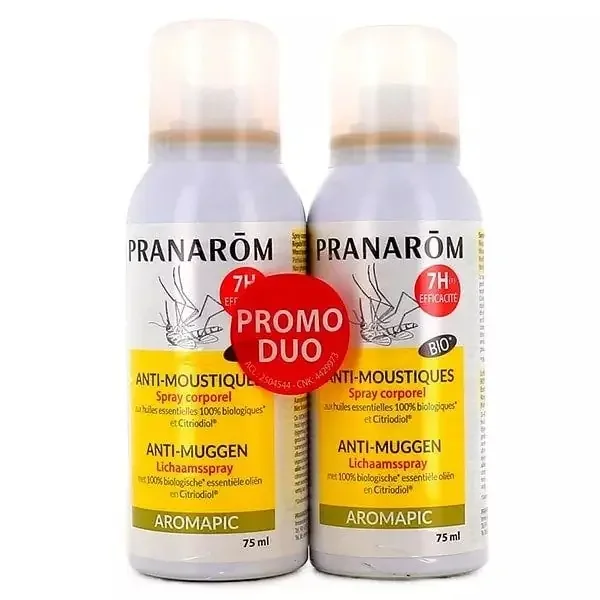 Pranarôm Aromapic Spray Anti-Moustiques BIO, Lot de 2x75ml