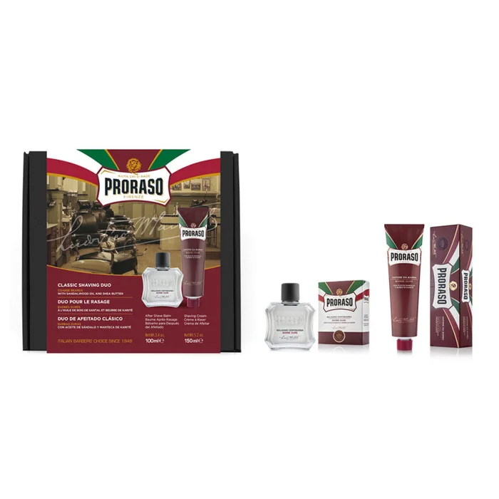 PRORASO DUO PACK – Crème à raser + Baume après-rasage ROUGE