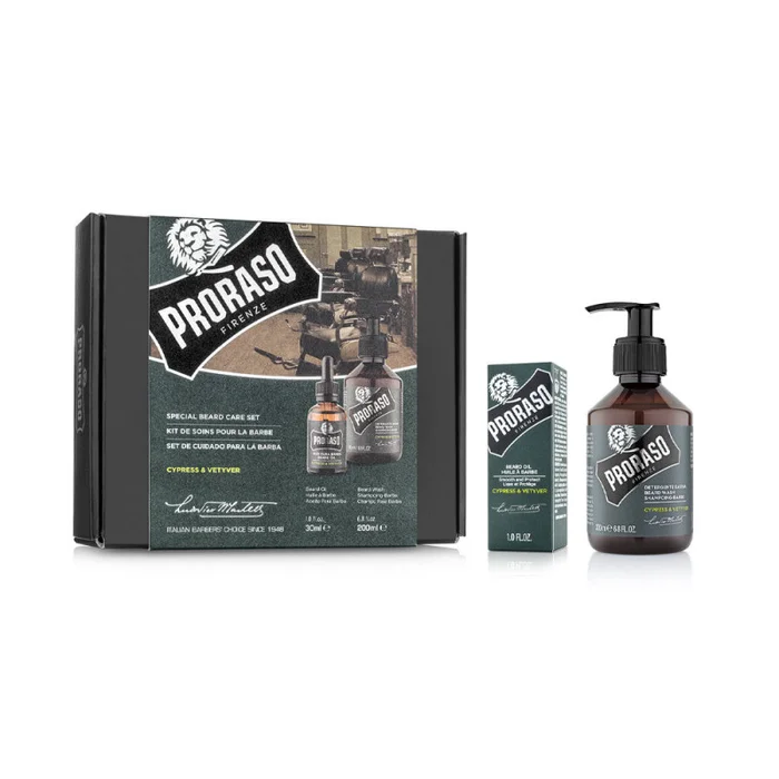 PRORASO DUO PACK – Shampoing + Huile à barbe CYPRESS & VETYVER