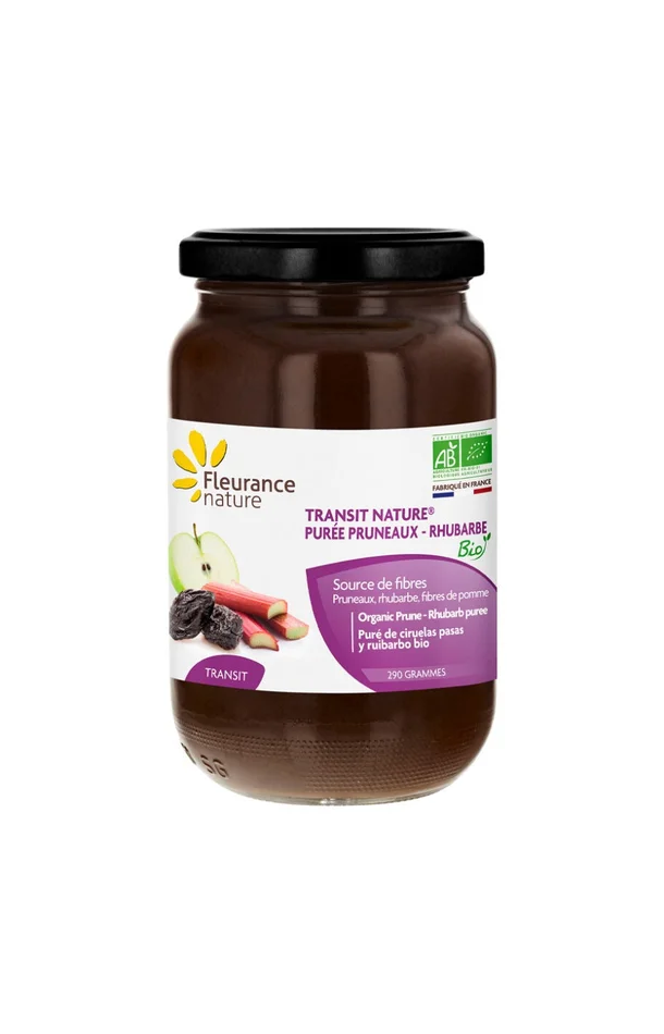 Purée de pruneaux & rhubarbe bio – Transit – 290 g