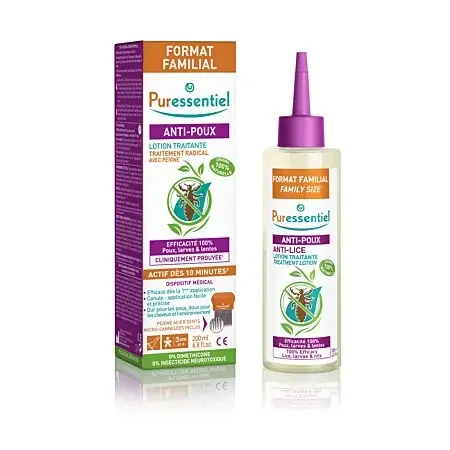 Puressentiel Lotion traitante anti-poux avec peigne- format familial