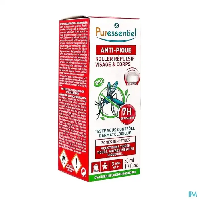 Puressentiel roller repulsif visage corps aux he bio antipique 50ml