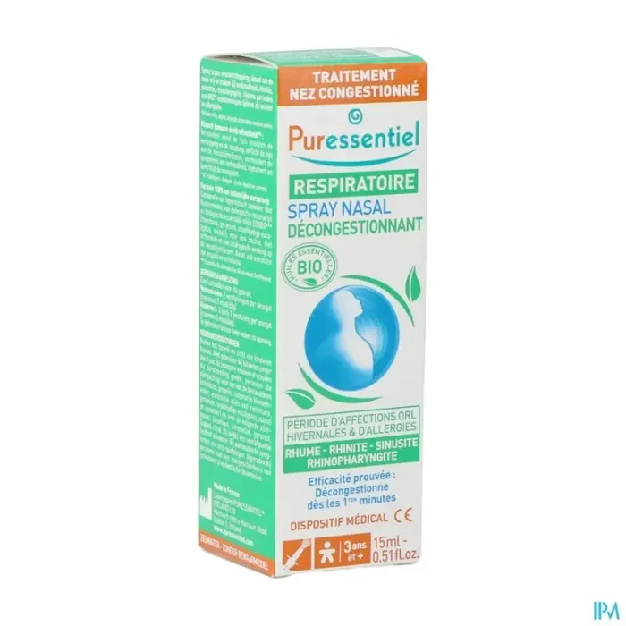 Puressentiel spray nasal decongestionnant aux he bio 15ml