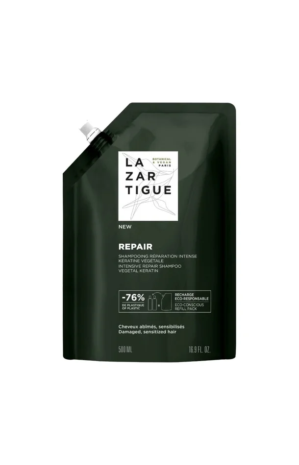 Recharge shampoing réparateur – Kératine végétale – Cheveux abîmés – 500 ml