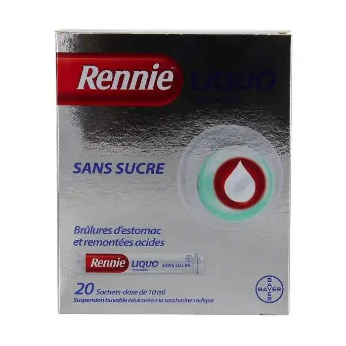 Rennie Liquo sans sucre suspension buvable edulcoree a la saccharine sodique 20 sachets-dose de 10ml