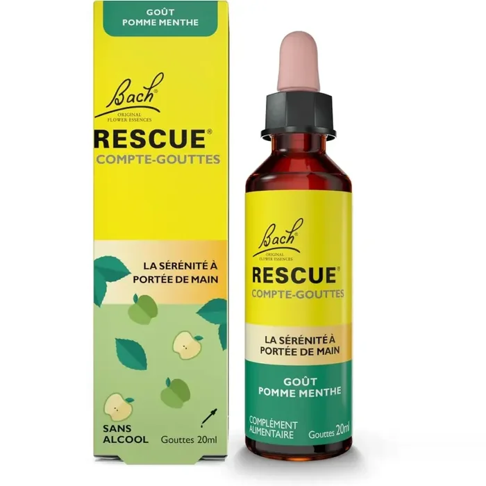 Rescue bach compte gouttes gout pomme menthe 20ml