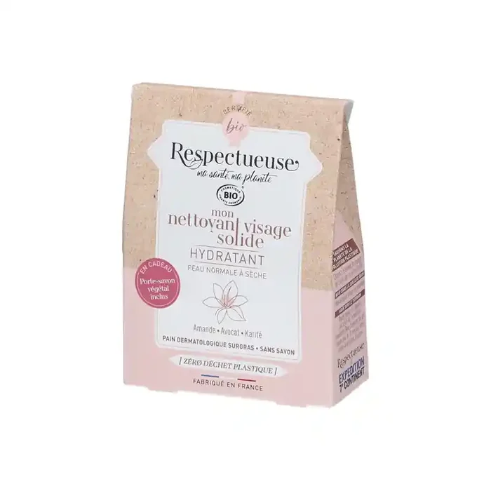 Respectueuse nettoyant visage solide hydratant bio 35gr