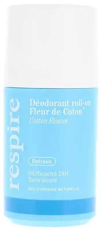 Respire Déodorant Roll-On 50 ml – Senteur Fleur de Coton