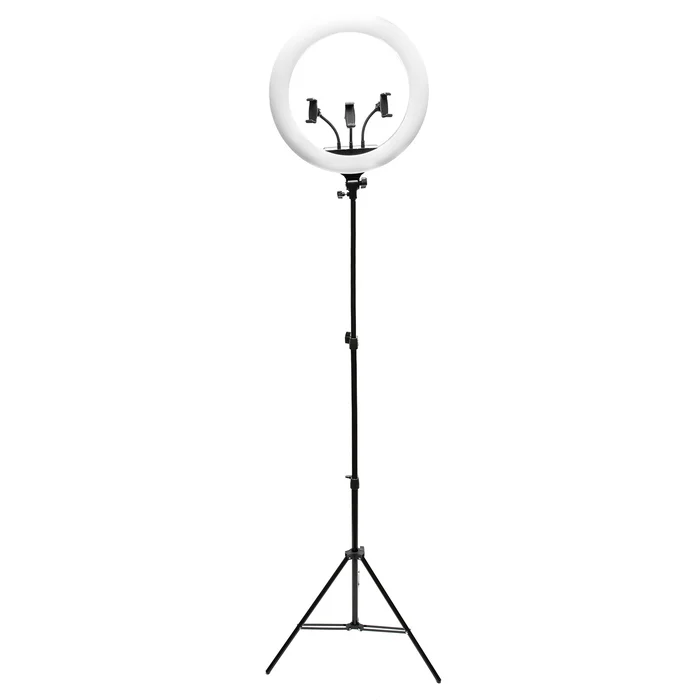 Rio Anneau lumineux LED à intensité variable 18 pouces pour Vlogging et Maquillage Professionnel