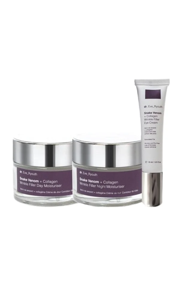 Rituel complet anti-rides – Venin de serpent & collagène – Visage & yeux – 3 produits