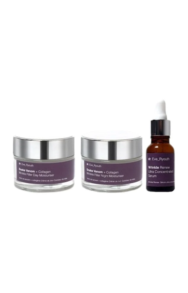 Rituel complet anti-rides – Venin de serpent, collagène & racine de konjac – Visage & yeux – 3 produits