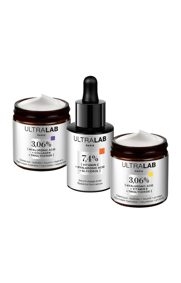 Rituel éclat – Acide hyaluronique, collagène & vitamines – Visage – 3 soins