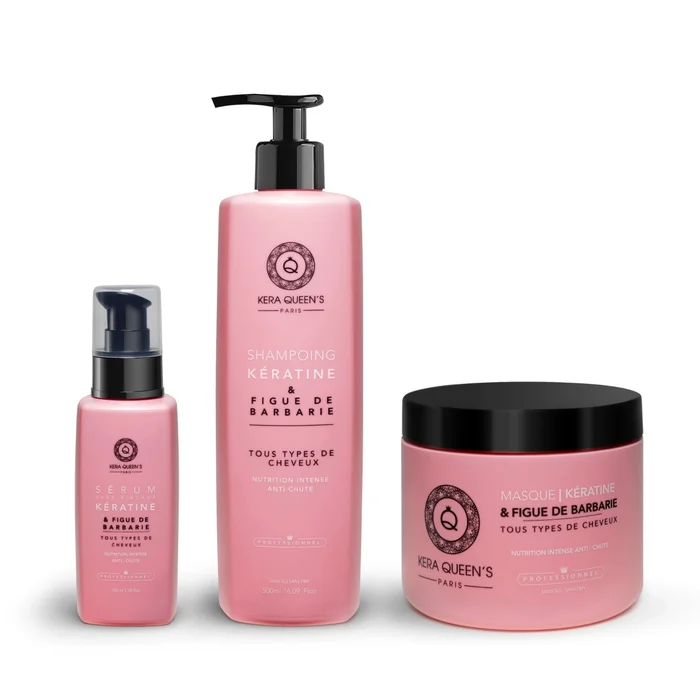 Rituel Kératine et Figue de barbarie – Shampoing 500ml + Masque 500ml + Sérum 100ml