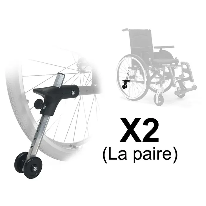 Roulettes anti-bascule pour fauteuil roulant D200 V300 V500 ou Eclips Enfant – la Paire