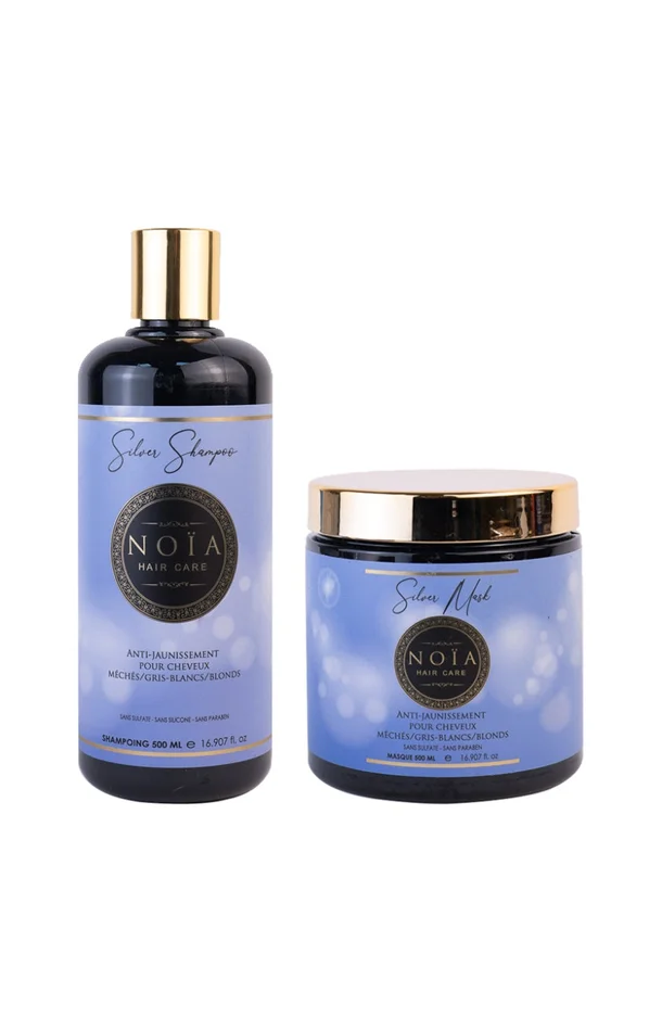 Routine anti-jaunissement – Cheveux blonds, blancs ou gris – 2 x 500 ml