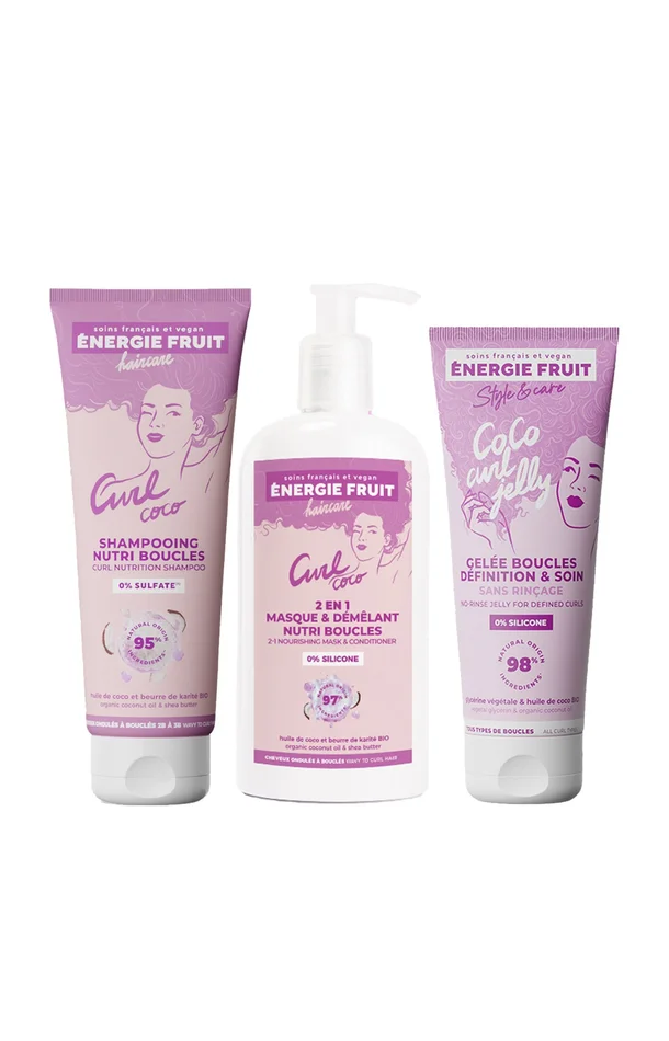 Routine cheveux bouclés – Coco & beurre de karité – 3 produits
