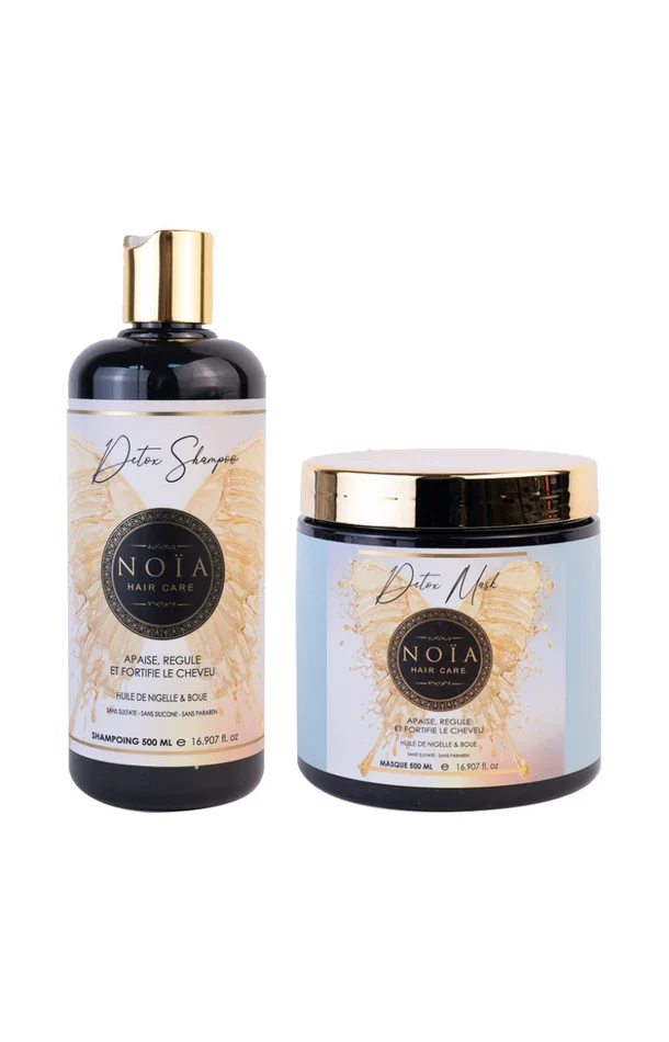 Routine détoxifiante – Huile de nigelle & boue – Cheveux ternes – 2 x 500 ml
