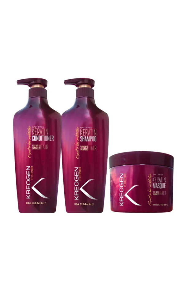 Routine réparatrice – Shampoing, après-shampoing & masque – Kératine – Cheveux très secs & abîmés