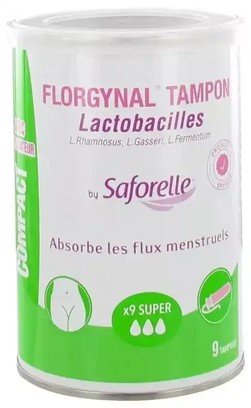 Saforelle Florgynal Compact Super – Boîte de 9 Tampons Avec Applicateur