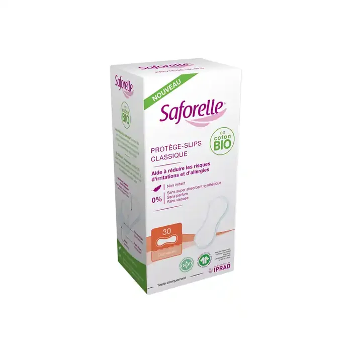 Saforelle protege-slips classique en coton bio – boite de 30