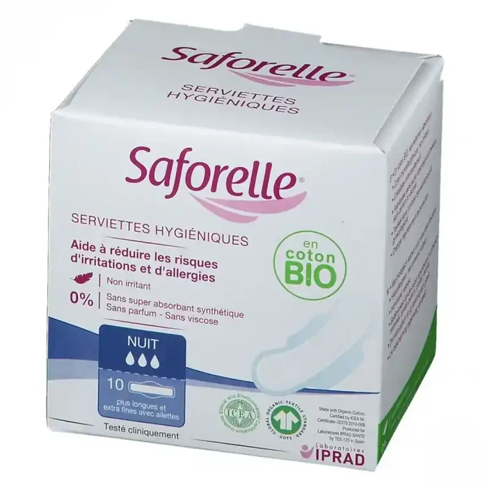 Saforelle serviettes hygieniques nuit boite de 10