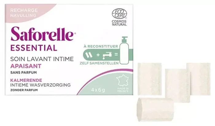Saforelle Soin Lavant Intime Apaisant à Reconstituer Recharge de 4 Bâtonnets de 6 g
