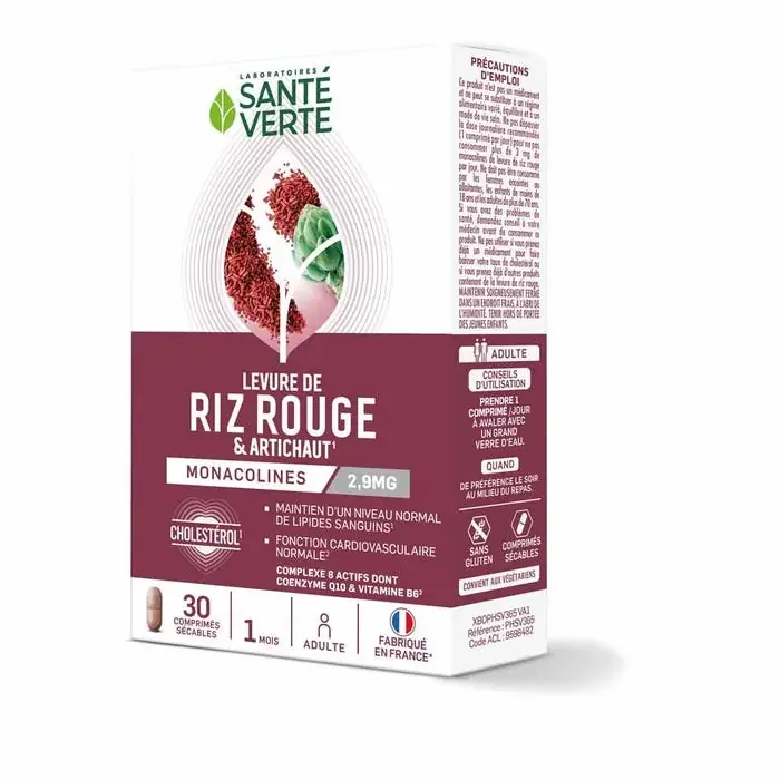 SANTE VERTE LEVURE DE RIZ ROUGE CHOLESTÉROL – 30 Comprimés