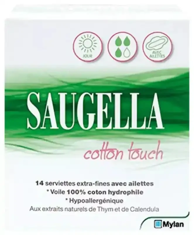 Saugella Cotton Touch Serviettes Jour X14