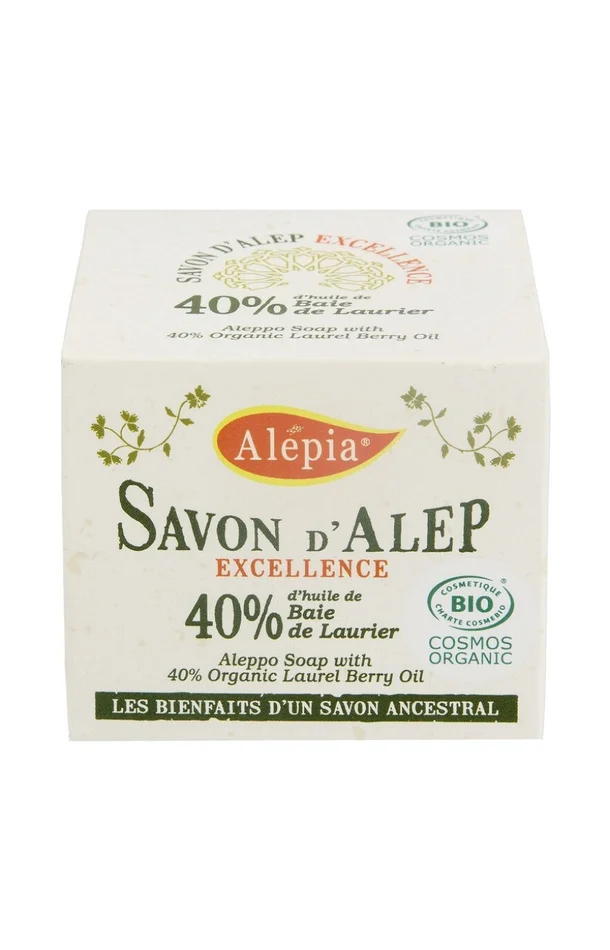 Savon d’Alep Excellence bio – 40% d’huile de baie de laurier – Visage, corps & cheveux – 200 g