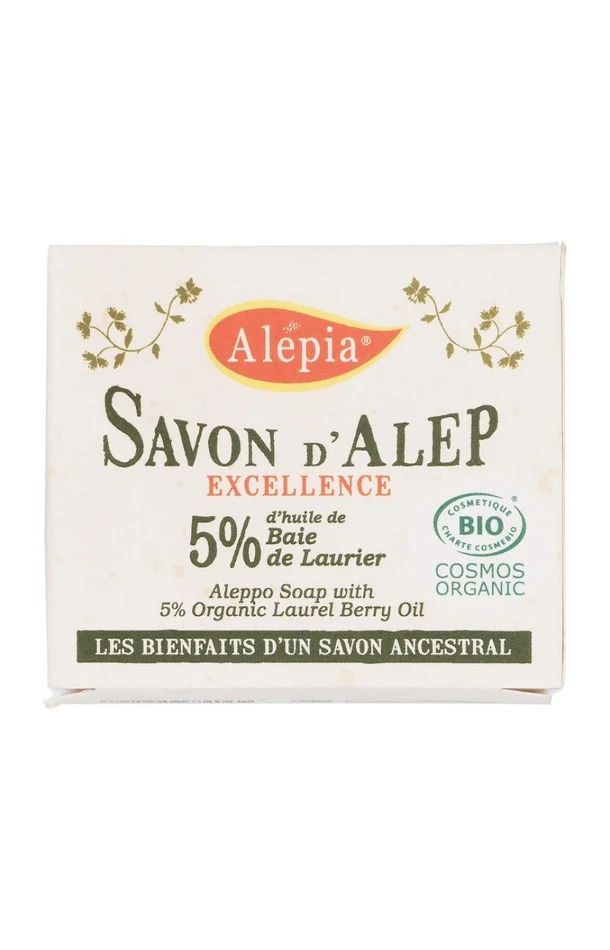 Savon d’Alep Excellence bio – 5% d’huile de baie de laurier – Visage, corps & cheveux – 200 g