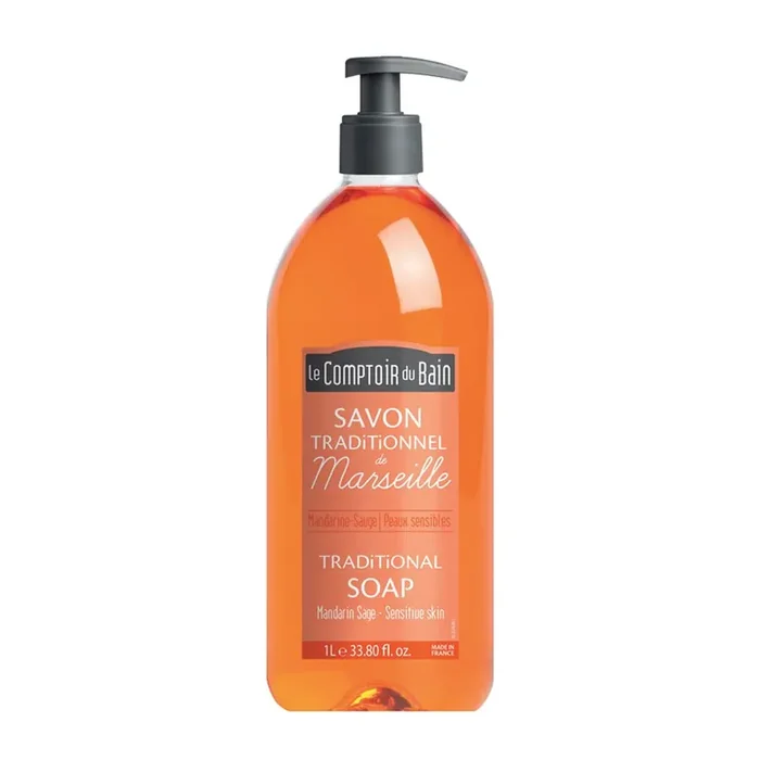 Savon de Marseille liquide – Mandarine Sauge – 1 Litre